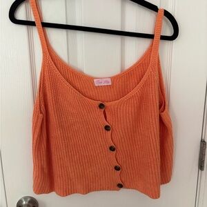 Pink Lily Orange Ribbed Crop Camisole